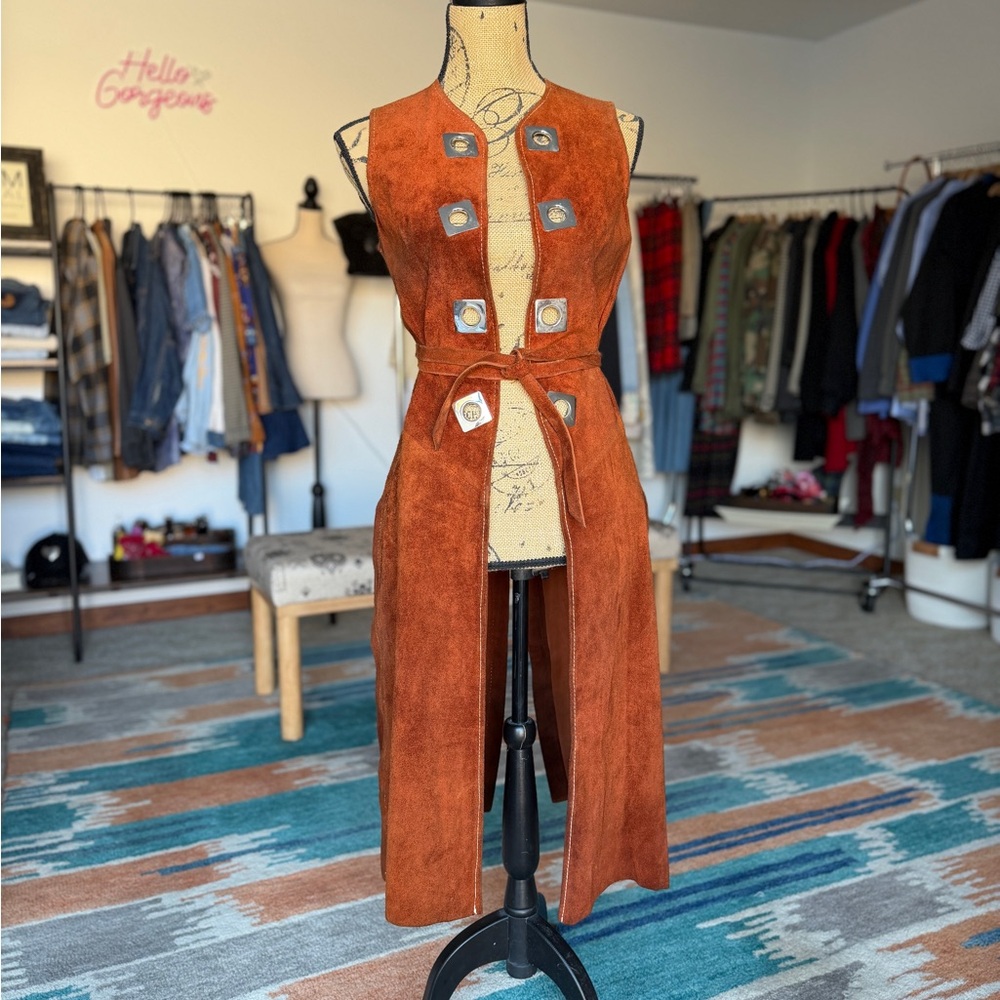 Vintage Latigo West Sleeveless Suede Duster Vest - Picture 2 of 10